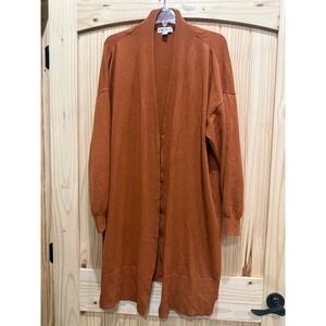 Ava & Viv Womens 2X Rust Orange Longline Open Front Cardigan Sweater RN17730